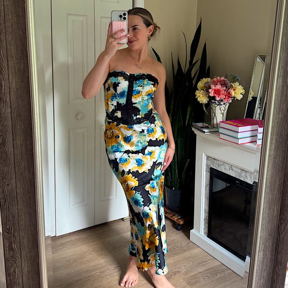 Floral Strapless Dress - Picture 1 of 4